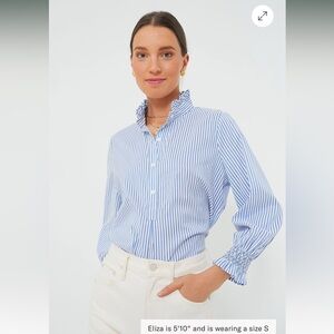 Tuckernuck Blue and White Stripe Teagan Popover Top XL